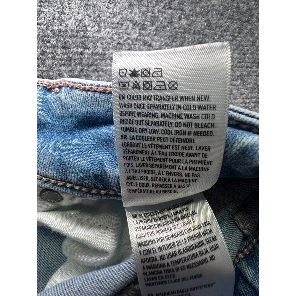 American Eagle Super High-Rise Flare Jeans Light Wash Distressed Size 4 Long - Picture 13 of 14